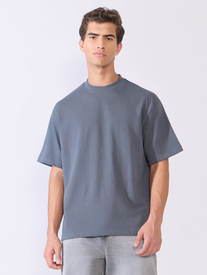 Men's Loose Fit Round Neck T-Shirt in dark grey