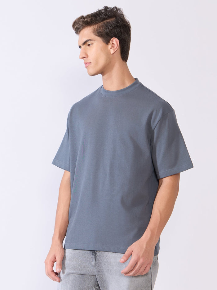 Men's Loose Fit Round Neck T-Shirt in dark grey