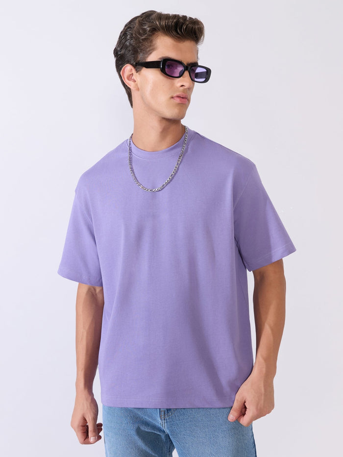Men's Loose Fit Round Neck T-Shirt in lavender