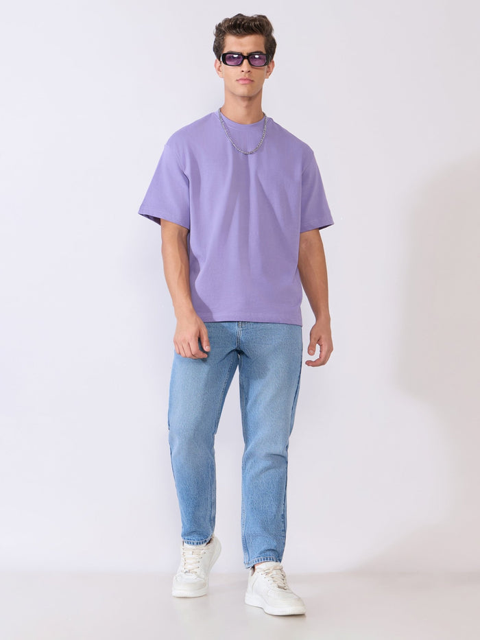 Men's Loose Fit Round Neck T-Shirt in lavender