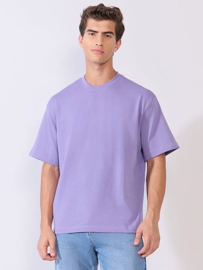 Men's Loose Fit Round Neck T-Shirt in lavender