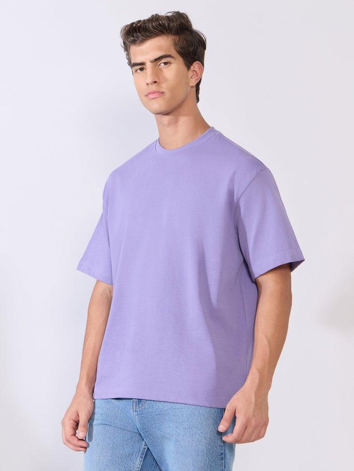 Men's Loose Fit Round Neck T-Shirt in lavender