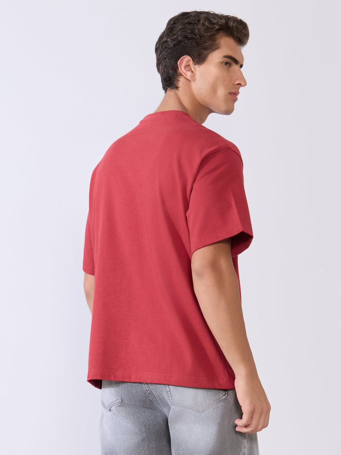 Men's Loose Fit Round Neck T-Shirt in red