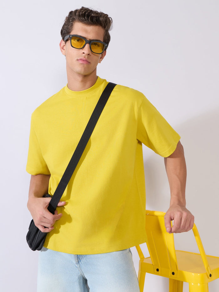 Men's Loose Fit Round Neck T-Shirt in yellow