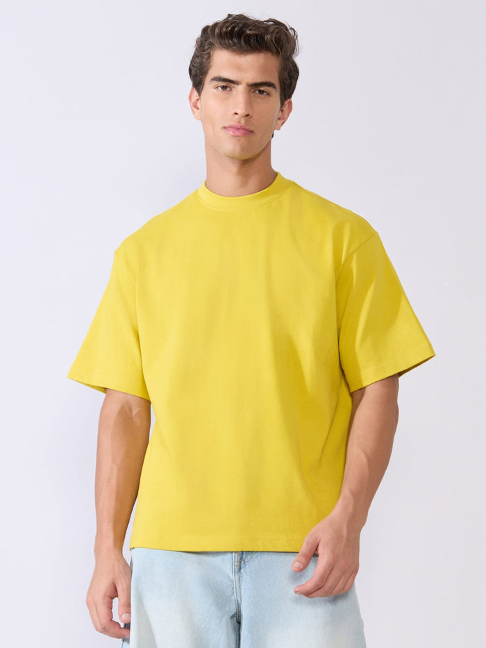 Men's Loose Fit Round Neck T-Shirt in yellow