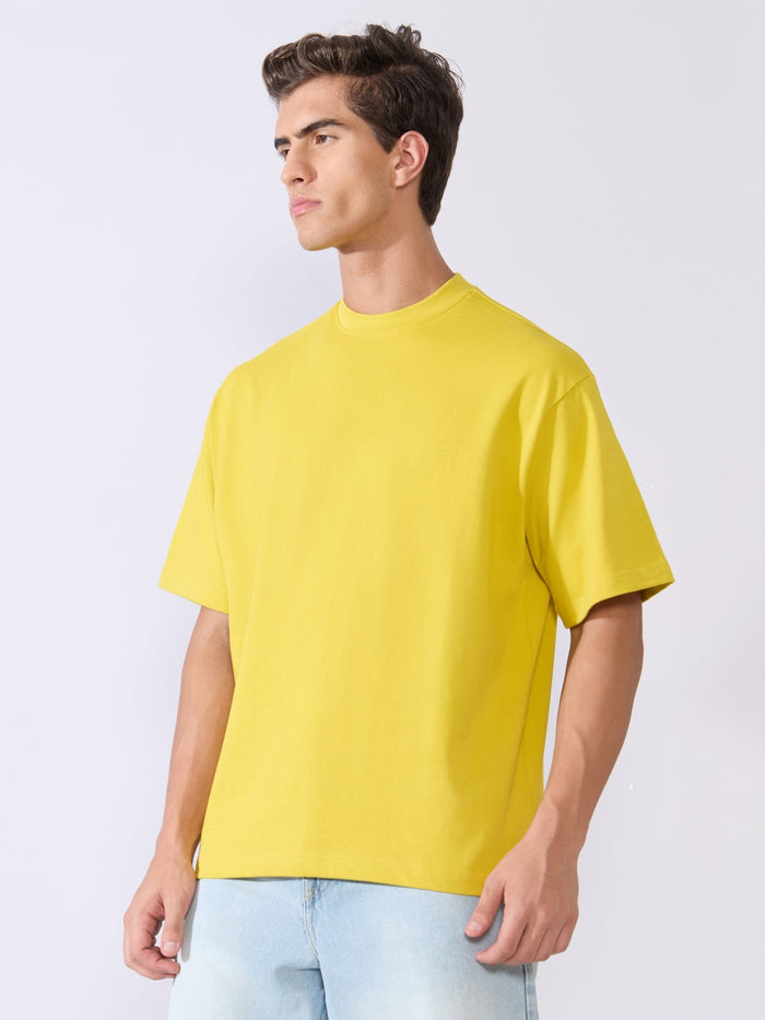 Men's Loose Fit Round Neck T-Shirt in yellow