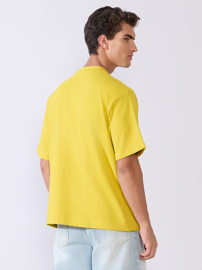 Men's Loose Fit Round Neck T-Shirt in yellow