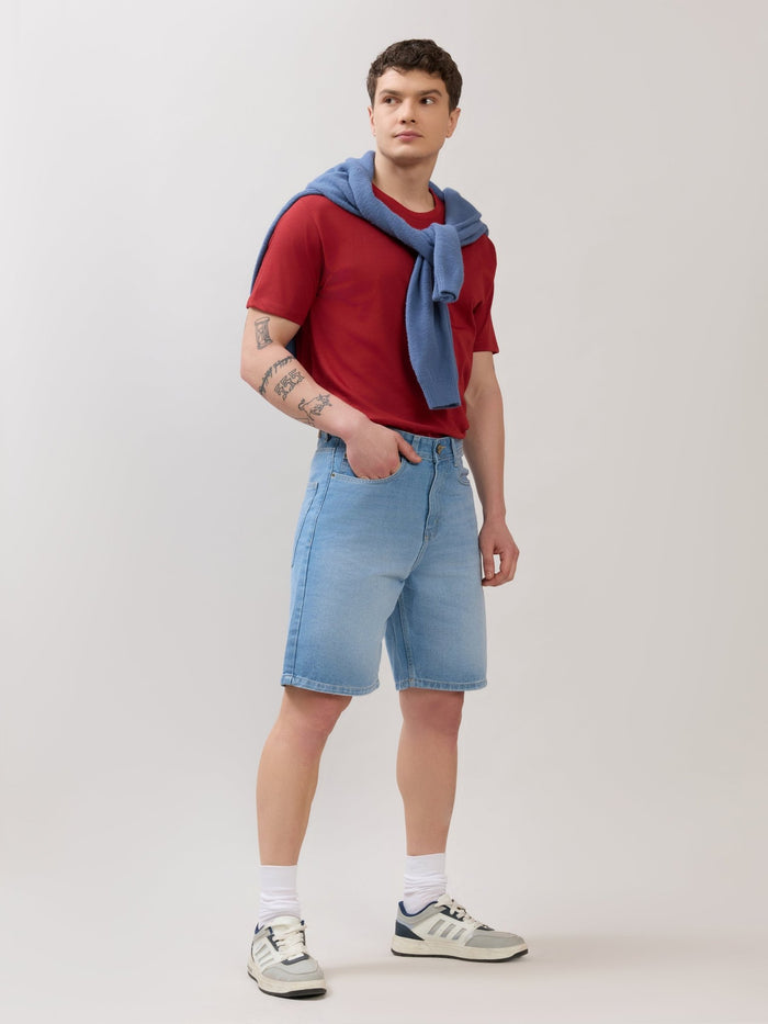 Wax - Relaxed Fit Denim Shorts - Blue