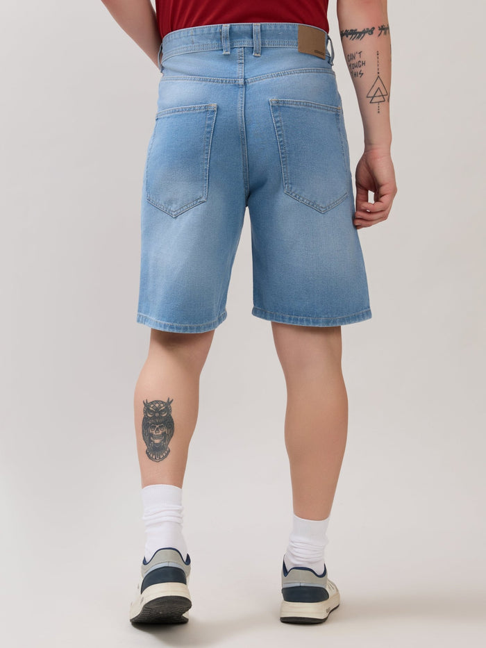 Wax - Relaxed Fit Denim Shorts - Blue