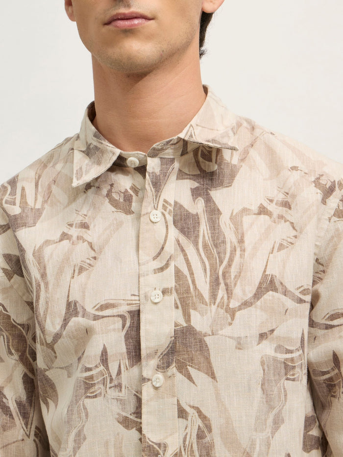 Westley - Regular Floral Printed Shirt - Beige