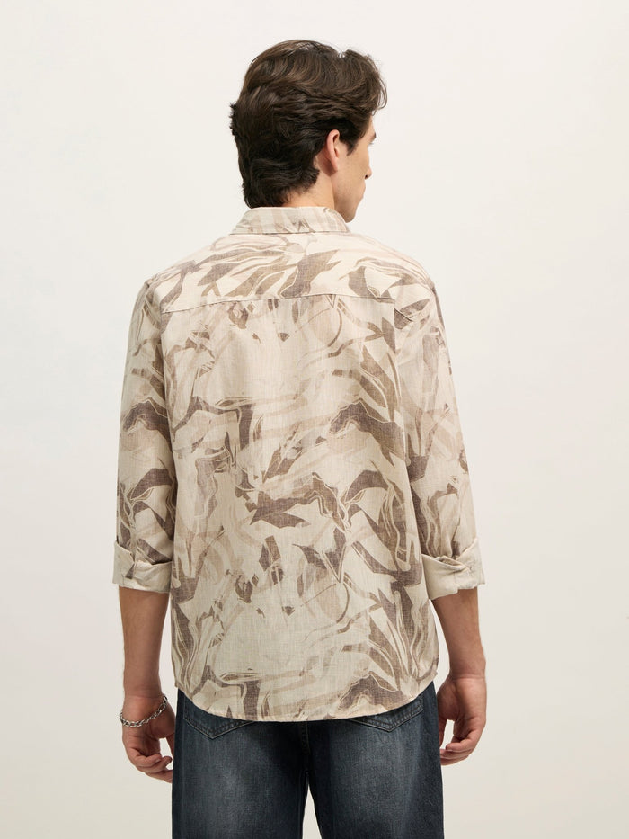 Westley - Regular Floral Printed Shirt - Beige