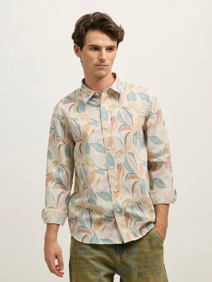 Westley - Regular Floral Printed Shirt - Blue Green