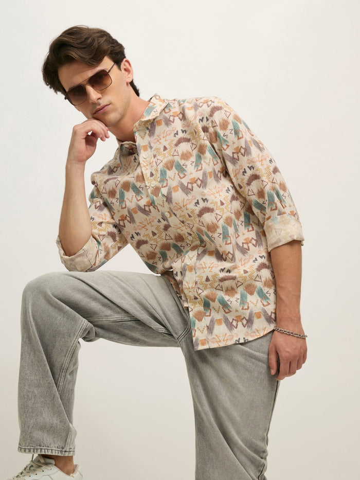 Westley - Regular Floral Printed Shirt - Brown