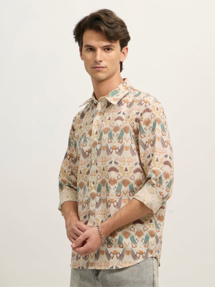 Westley - Regular Floral Printed Shirt - Brown
