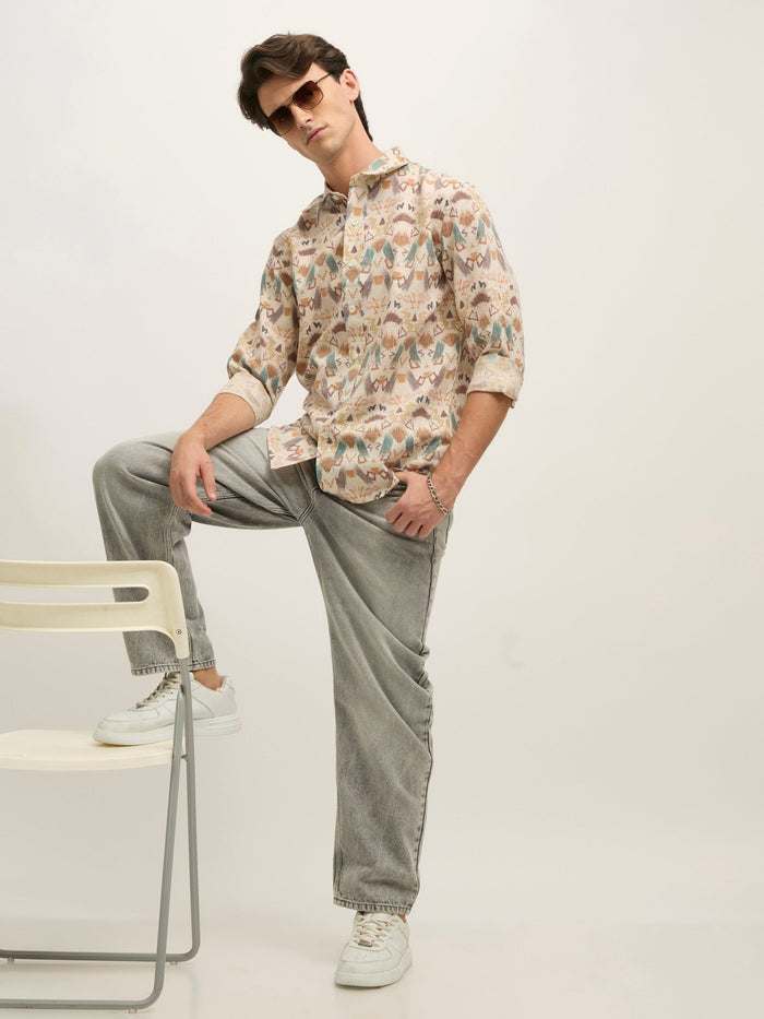 Westley - Regular Floral Printed Shirt - Brown