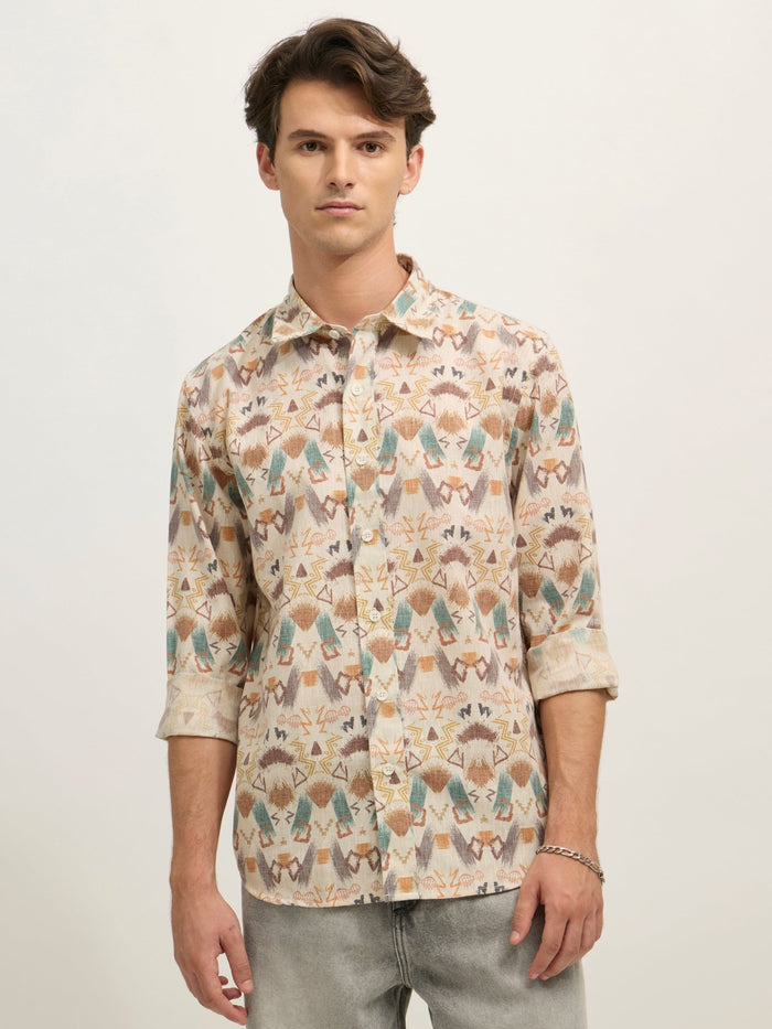 Westley - Regular Floral Printed Shirt - Brown