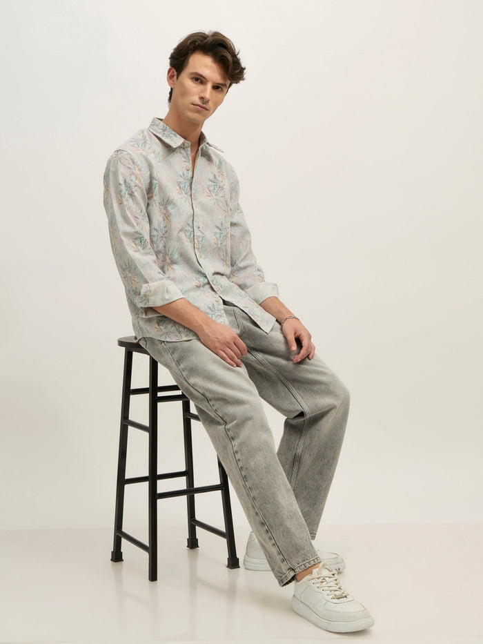 Westley - Regular Floral Printed Shirt - Green