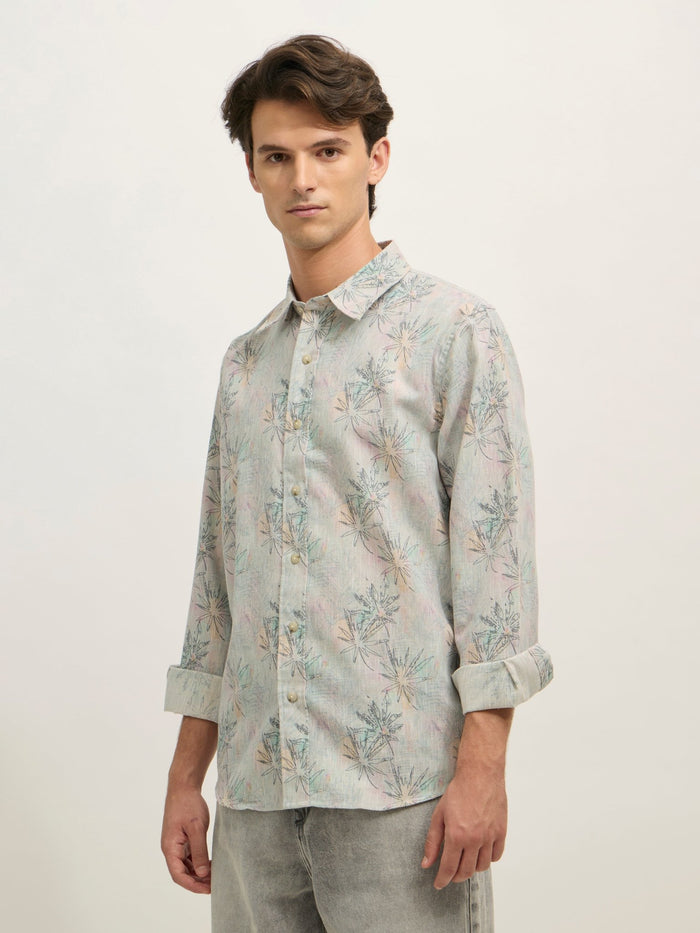 Westley - Regular Floral Printed Shirt - Green