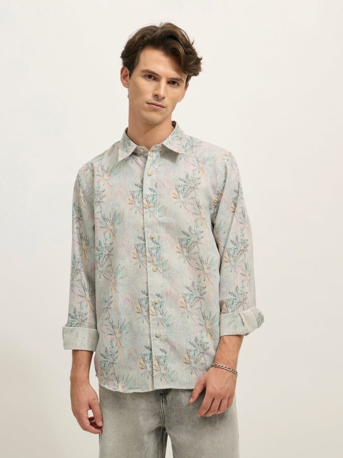 Westley - Regular Floral Printed Shirt - Green