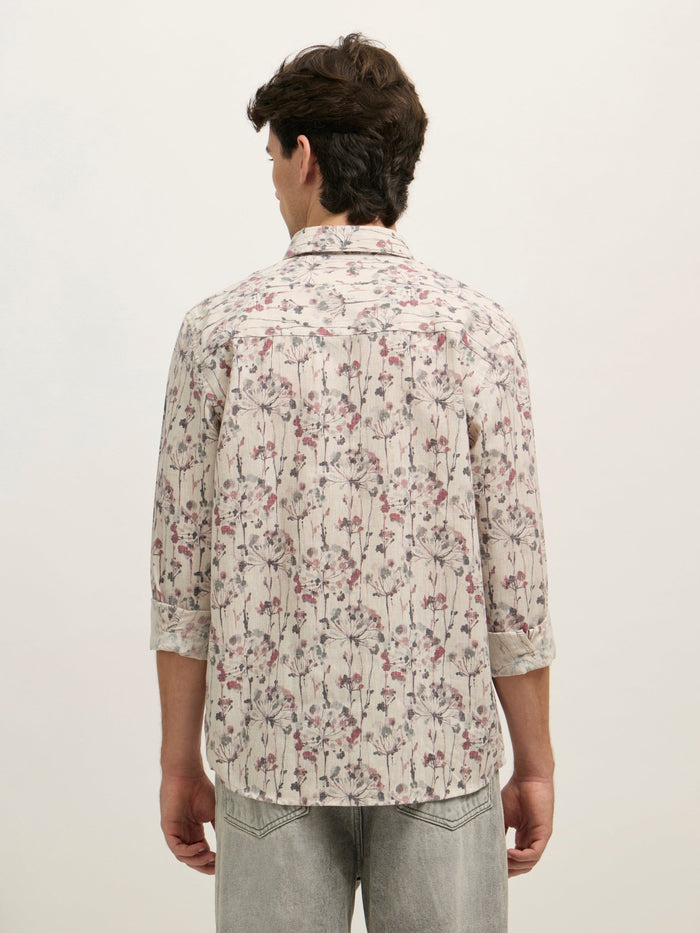 Westley - Regular Floral Printed Shirt - Pink Grey