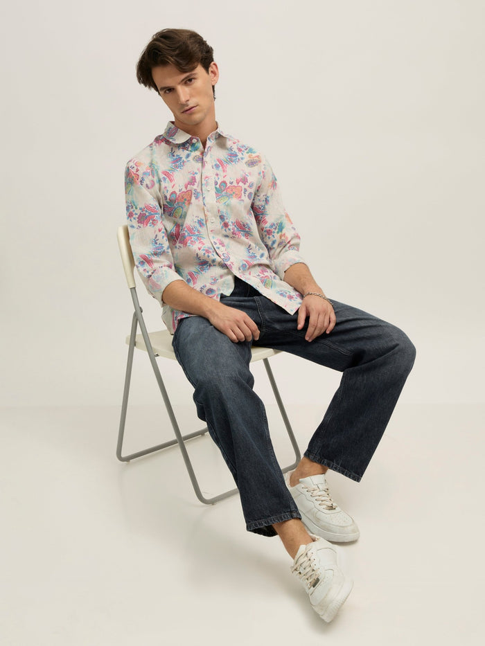 Westley - Regular Floral Printed Shirt - Pink