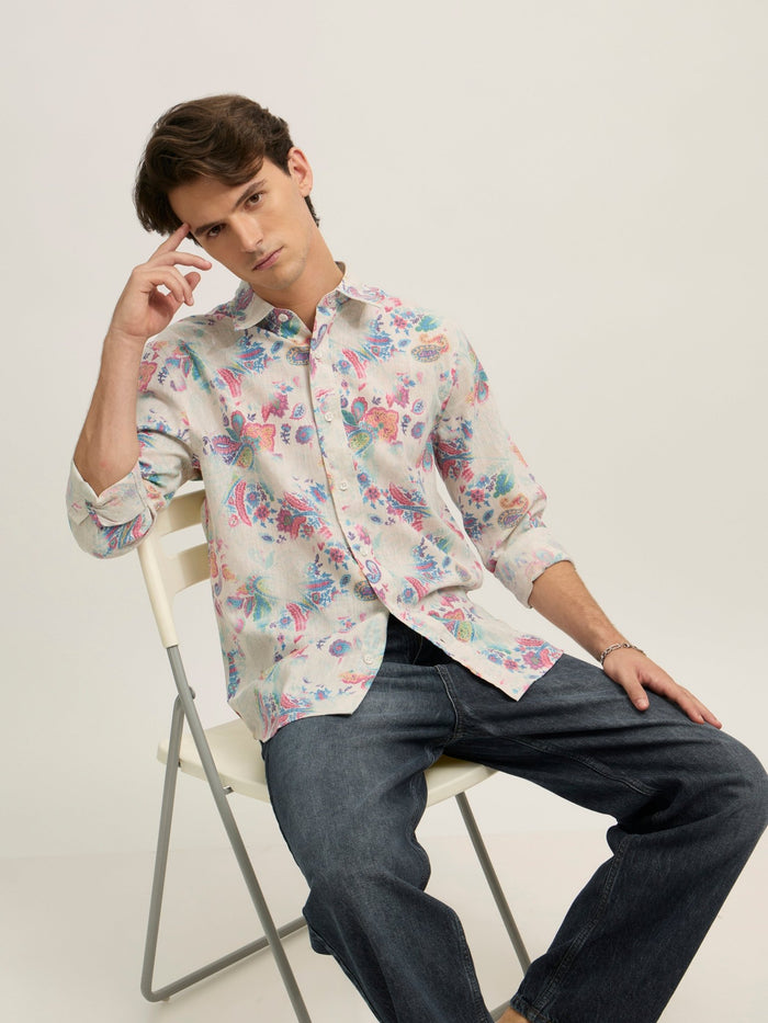 Westley - Regular Floral Printed Shirt - Pink