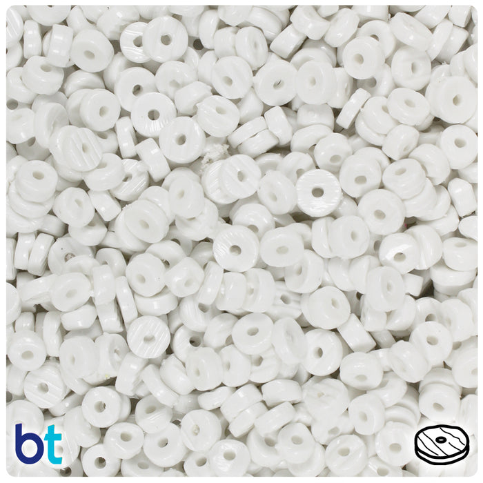 White Opaque 6mm Heishi Disc Plastic Beads (1000pcs)