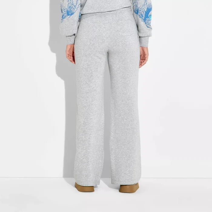Women's Grinch Wide Leg Graphic Pants - Heather Gray