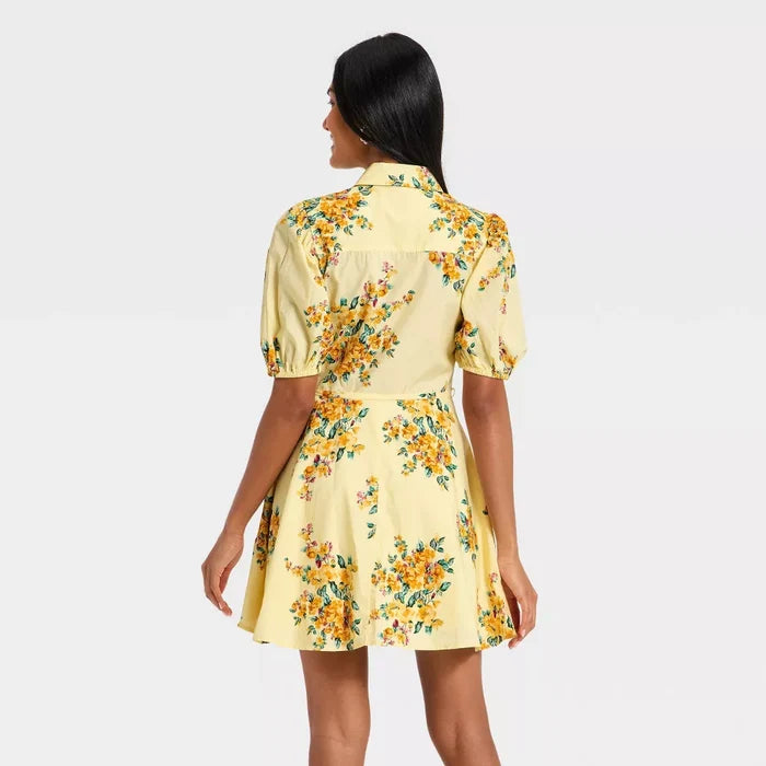 Women's Puff Sleeve Mini Shirtdress