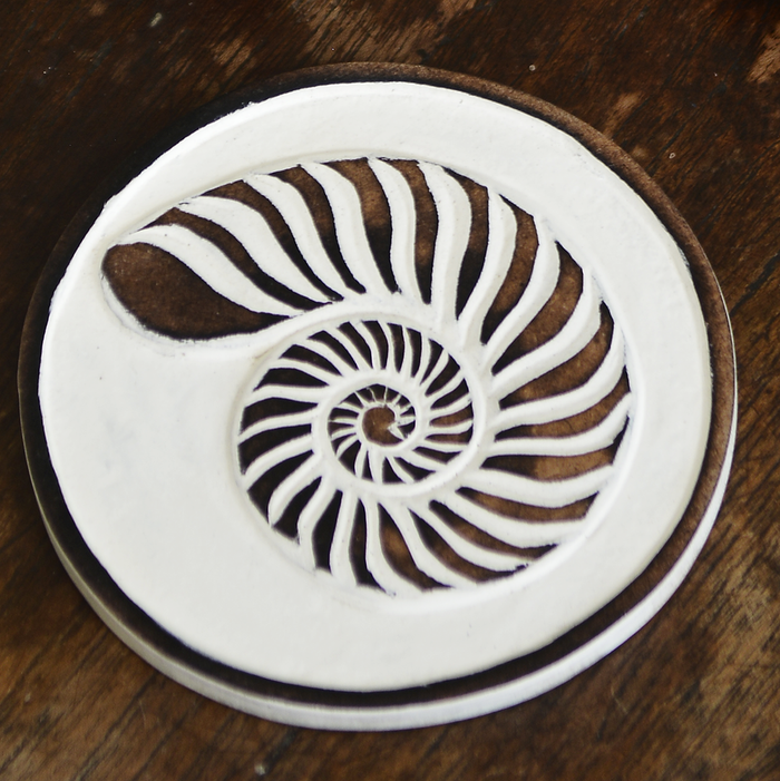 Wood Coasters set of 4 | Seashell
