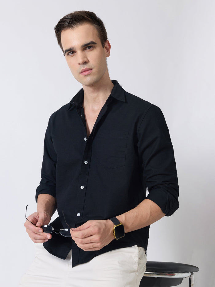 Xilipho - Relaxed Fit Oxford Shirt - Black