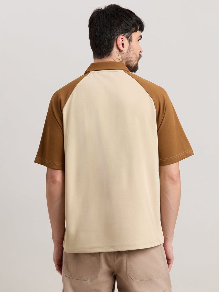 Xomis - Relaxed Fit Printed Polo T-Shirt - Beige