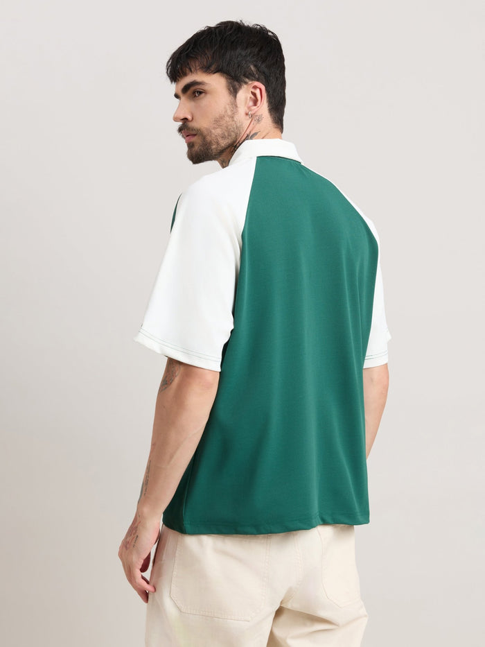 Xomis - Relaxed Fit Printed Polo T-Shirt - Green