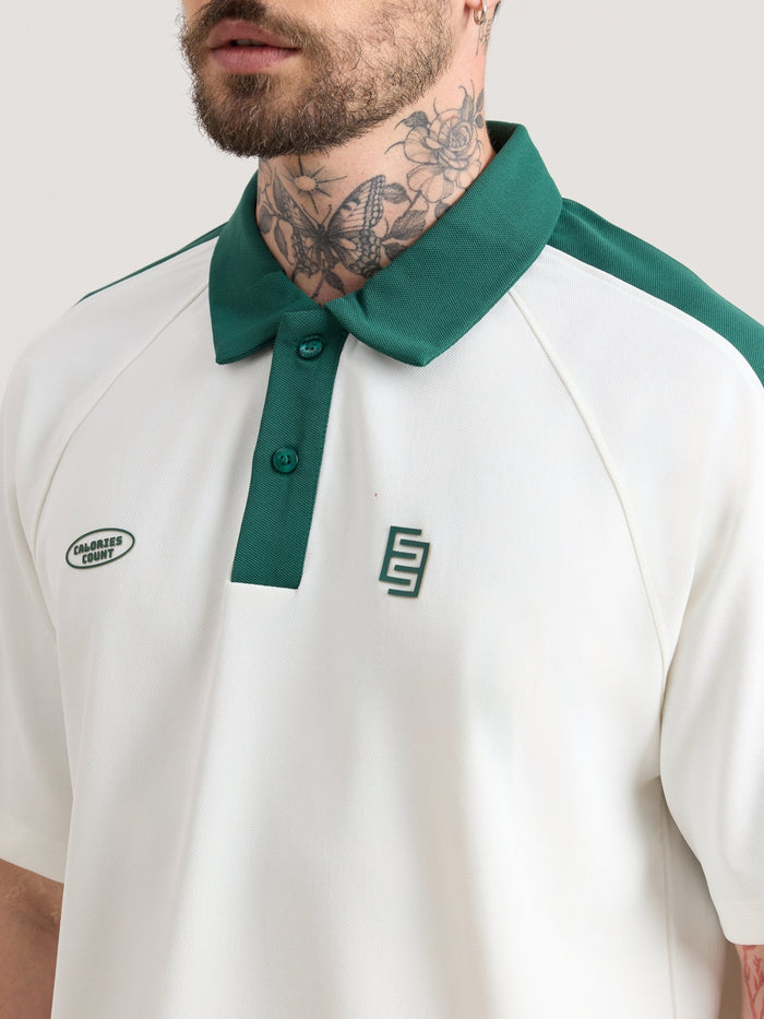 Xomis - Relaxed Fit Printed Polo T-Shirt - White