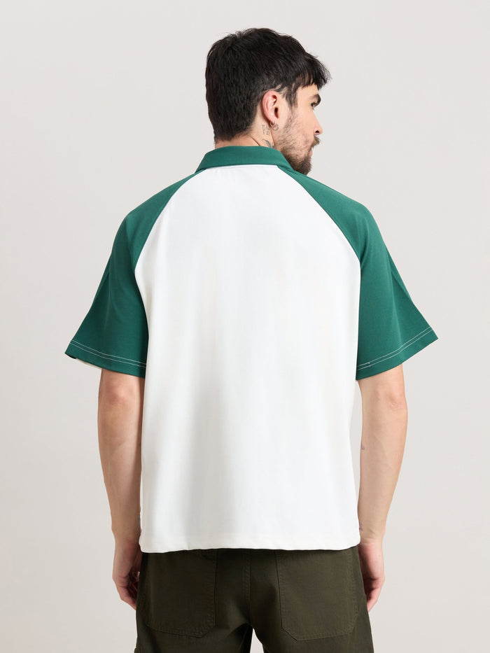Xomis - Relaxed Fit Printed Polo T-Shirt - White