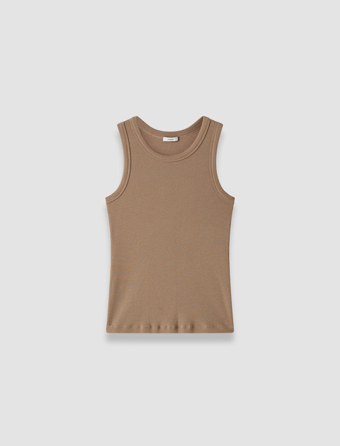 Brown Yeux Cotton Rib Tank Top - Joseph
