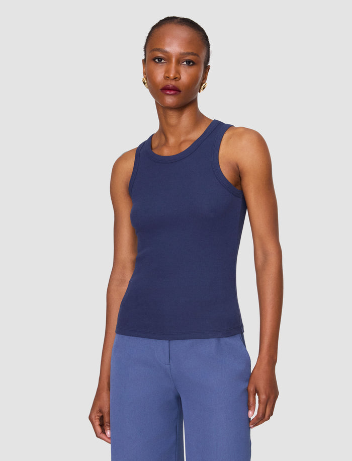 Blue Yeux Cotton Rib Vest - Joseph