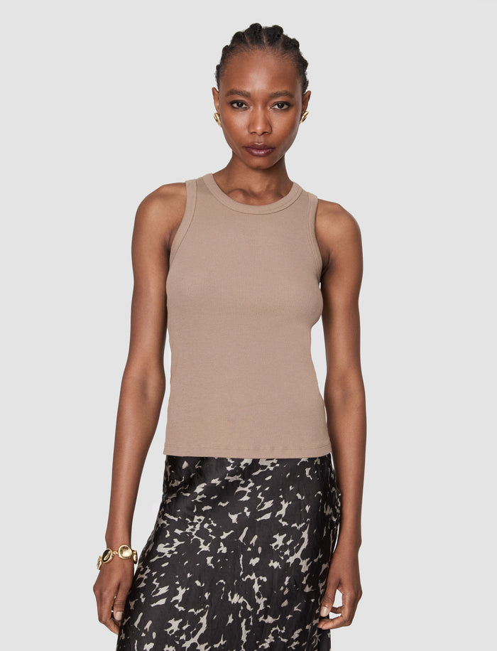 Brown Yeux Cotton Rib Vest - Joseph