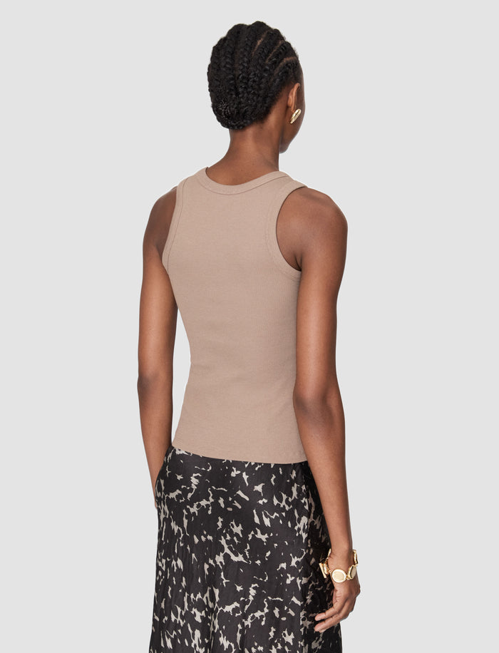 Brown Yeux Cotton Rib Vest - Joseph