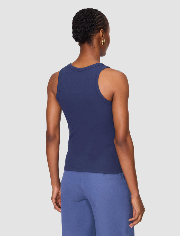 Blue Yeux Cotton Rib Vest - Joseph
