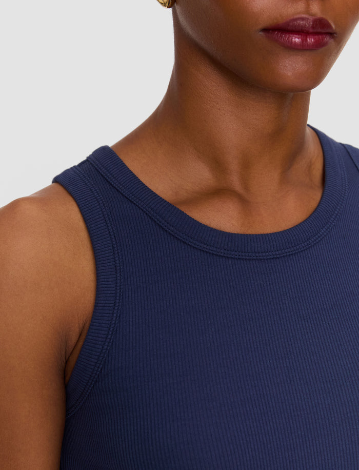 Blue Yeux Cotton Rib Vest - Joseph