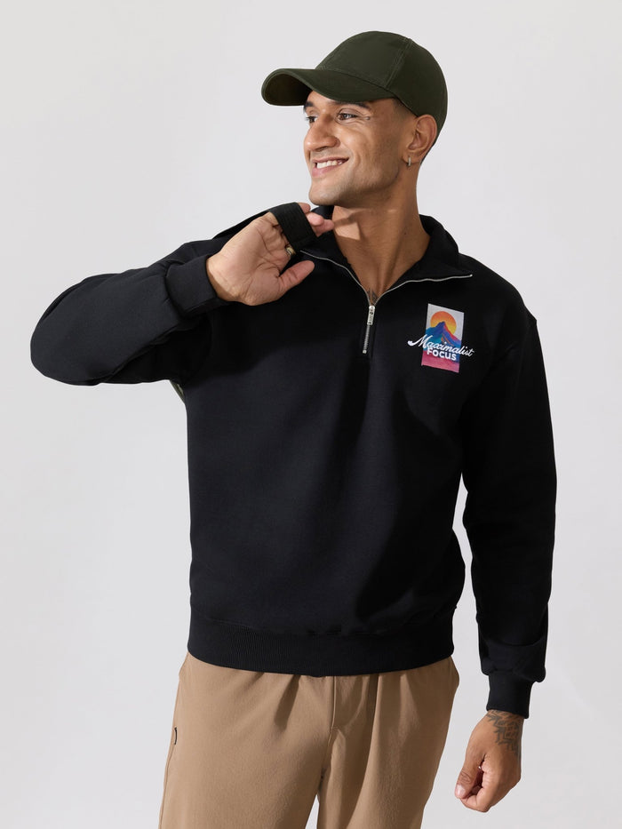Men's Black Adventure Graphic Half-Zip Sweatshirt