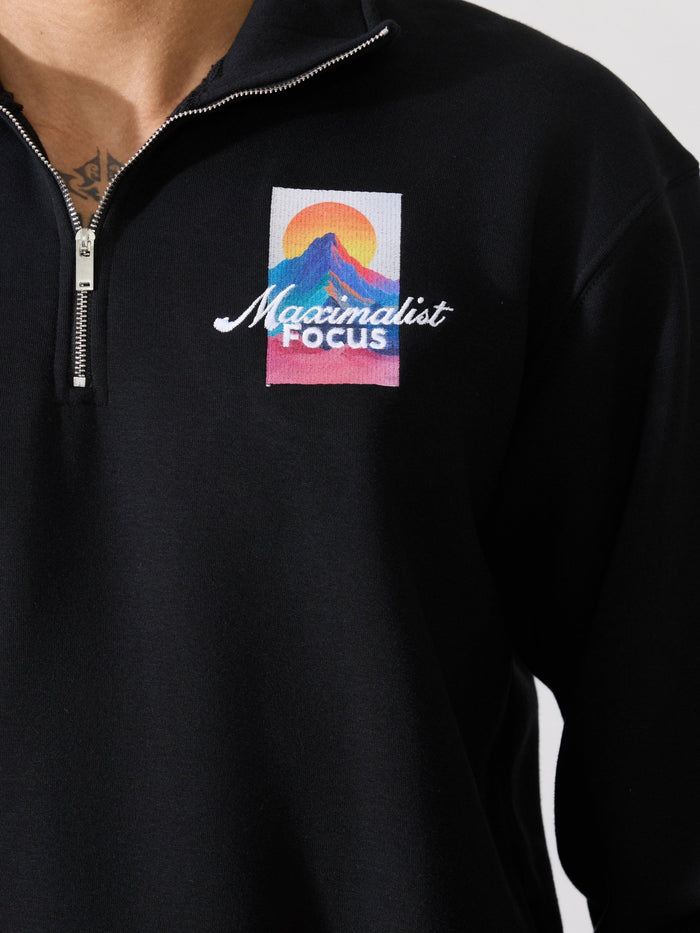 Men's Black Adventure Graphic Half-Zip Sweatshirt
