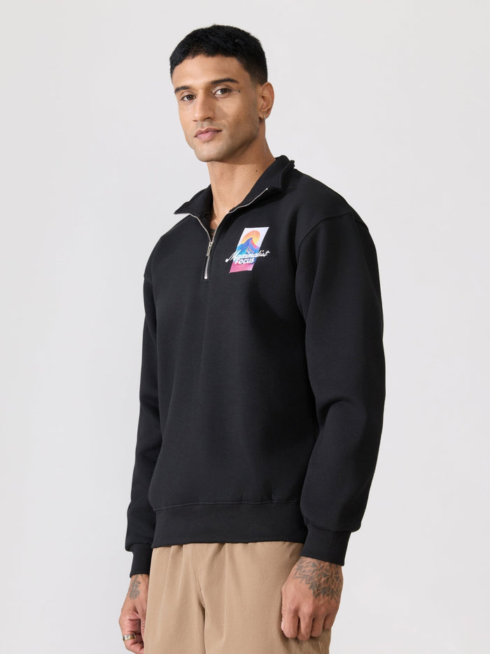 Men's Black Adventure Graphic Half-Zip Sweatshirt