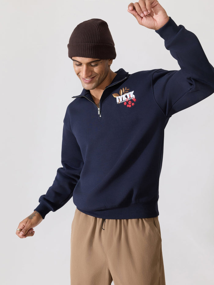 Men's navy blue Adventure Graphic Half-Zip Sweatshirt