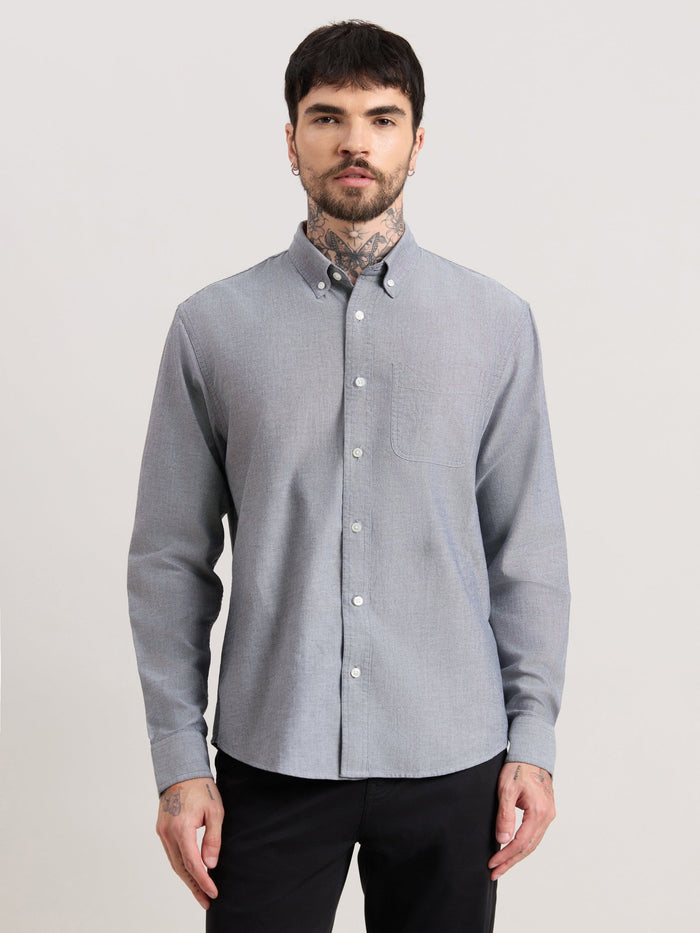 Zena - Relaxed Fit Oxford Shirt - Dark Grey