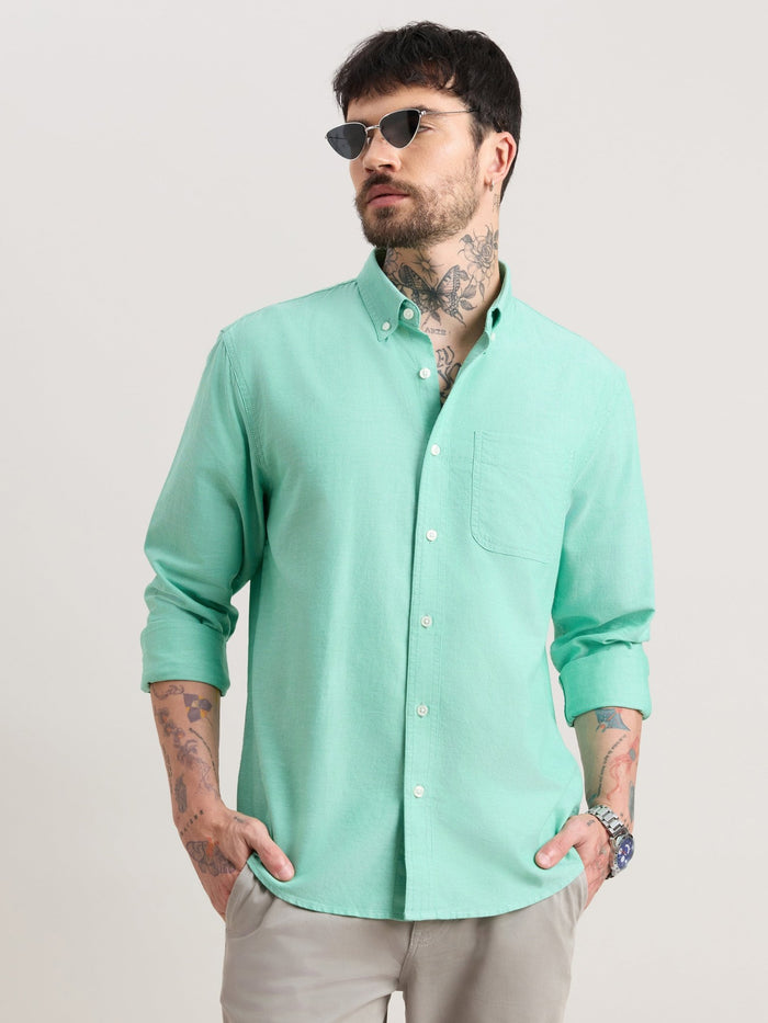 Zena - Relaxed Fit Oxford Shirt - Green