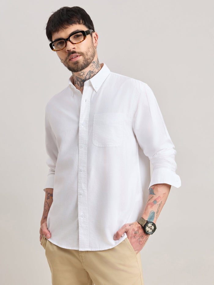 Zena - Relaxed Fit Oxford Shirt - White