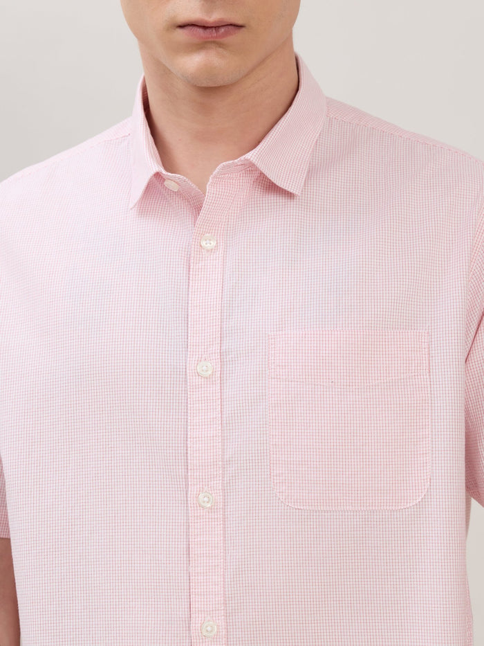 Zenamo - Relaxed Fit Micro Checks Shirt - Light Pink