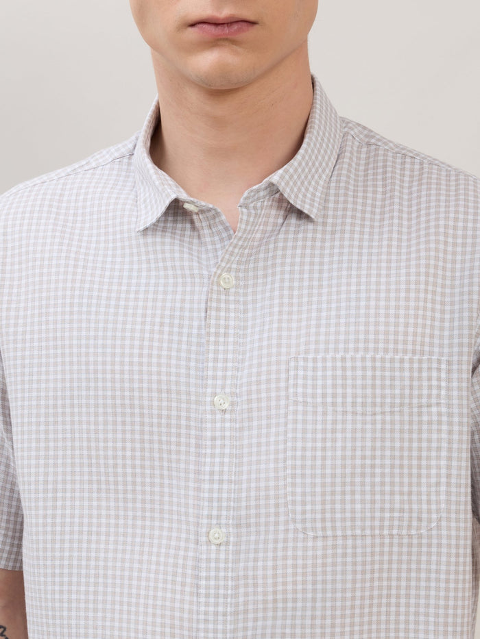 Zenamo - Relaxed Fit Micro Checks Shirt - White